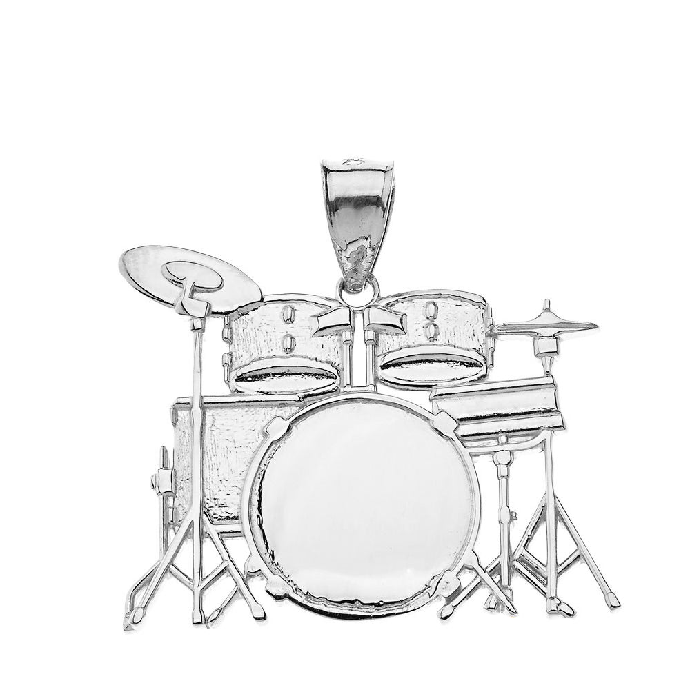 Rock Band Drum Set Pendant Necklace in Solid Gold, view 6