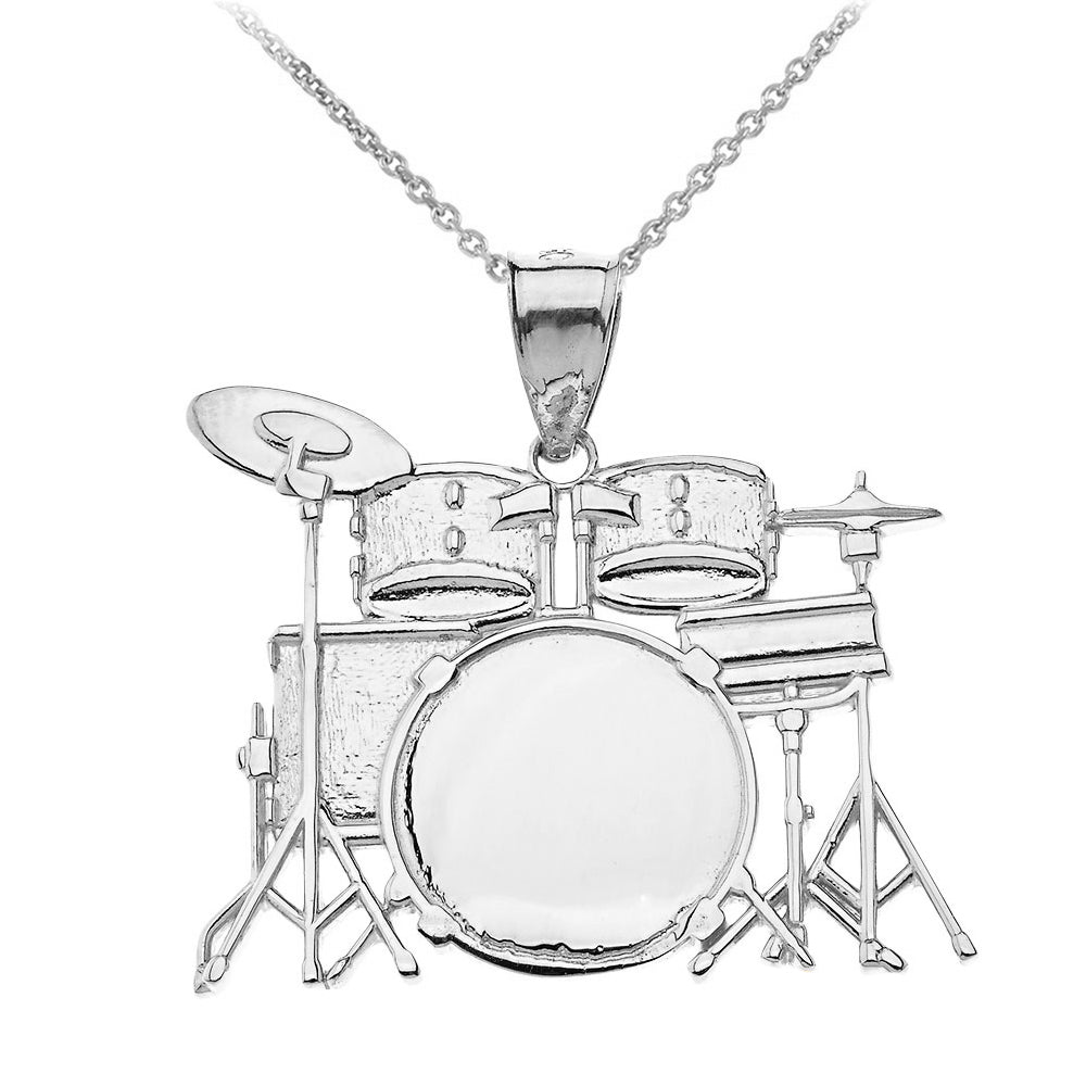 Rock Band Drum Set Pendant Necklace in Solid Gold, view 7