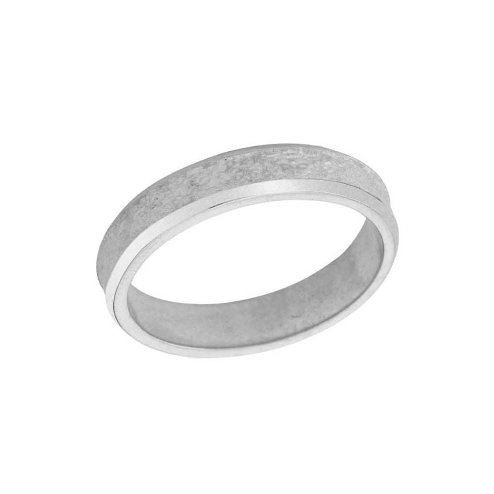 Rock Satin (4 MM) Wedding Band in Sterling Silver