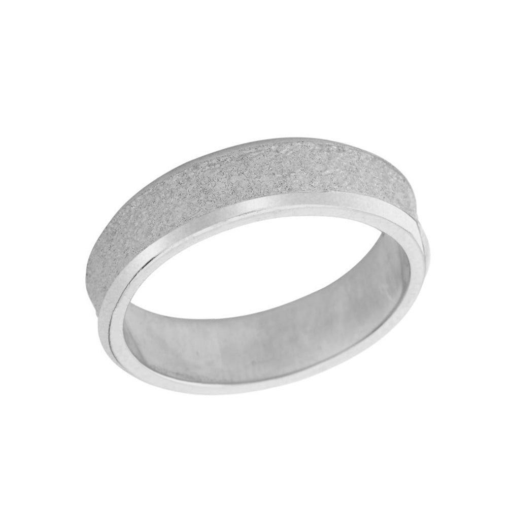 Rock Satin (6 MM) Wedding Band in Solid White Gold