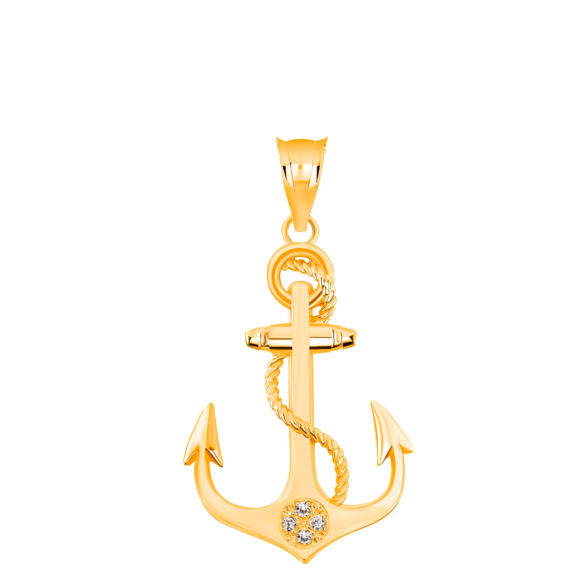Rope Anchor Diamond Pendant Necklace in Gold, view 2