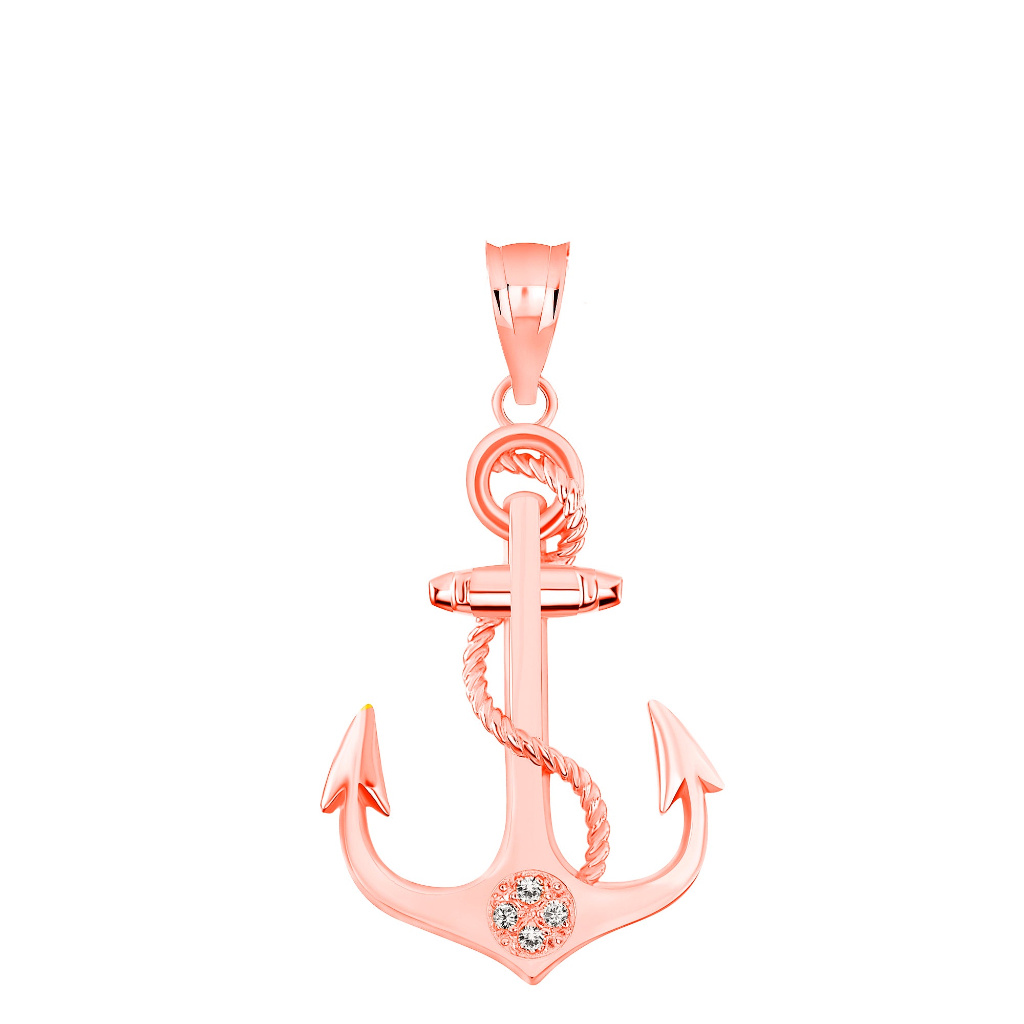Rope Anchor Diamond Pendant Necklace in Gold, view 4