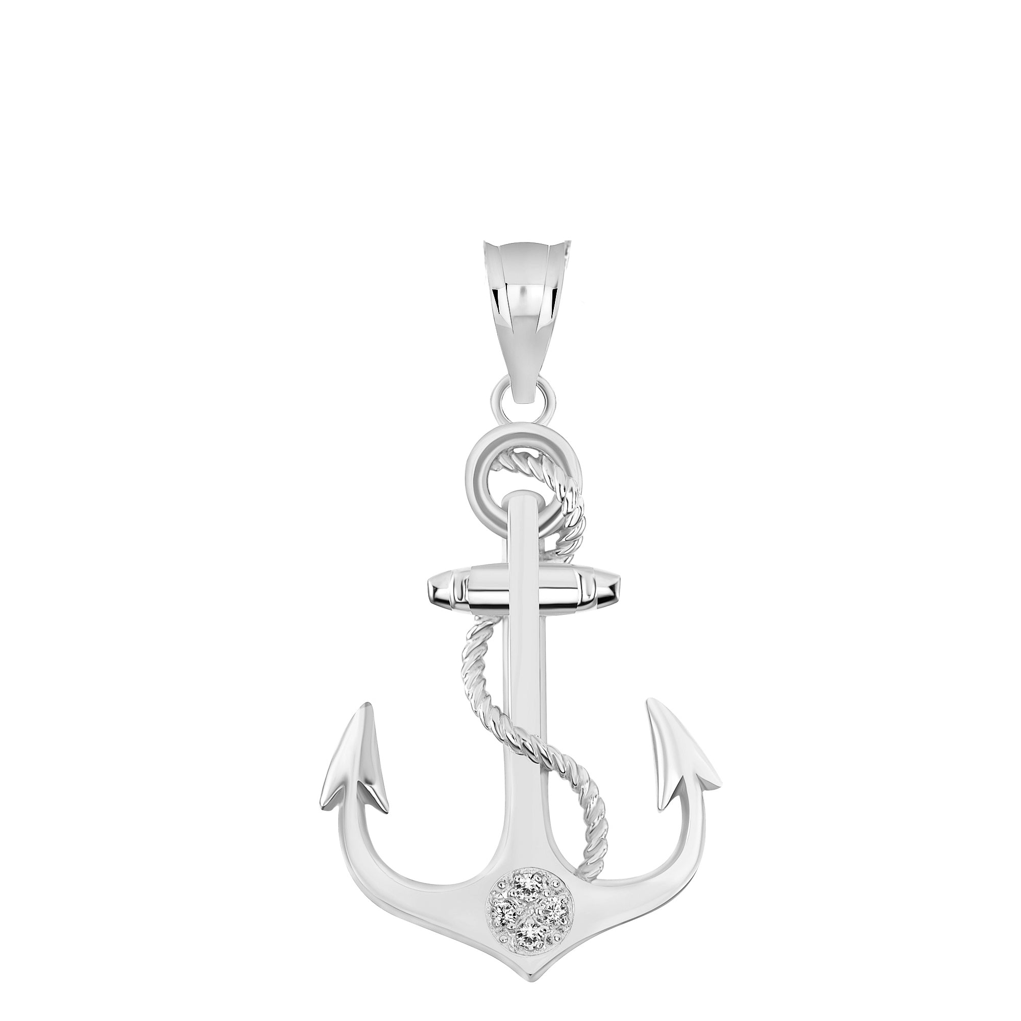 Rope Anchor Diamond Pendant Necklace in Gold, view 6