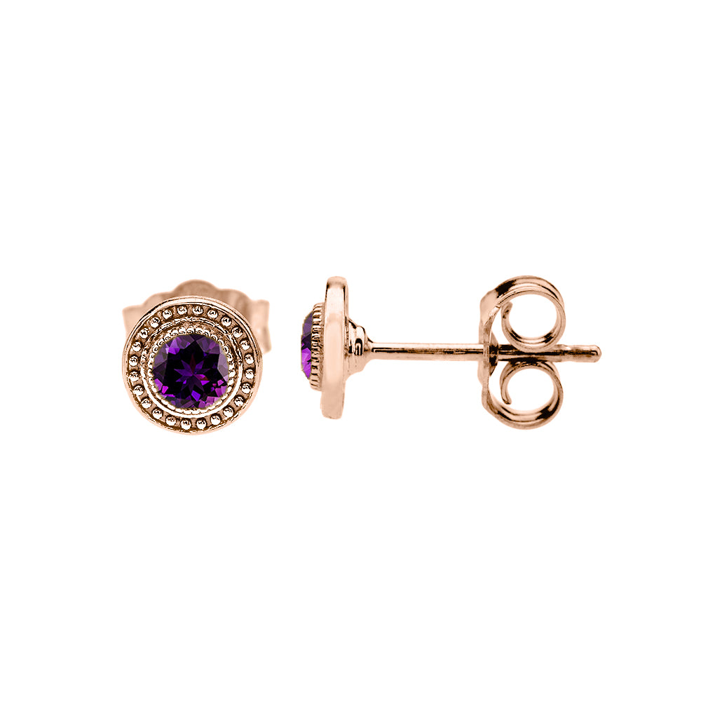 Rose Gold Amethyst Stud Earrings