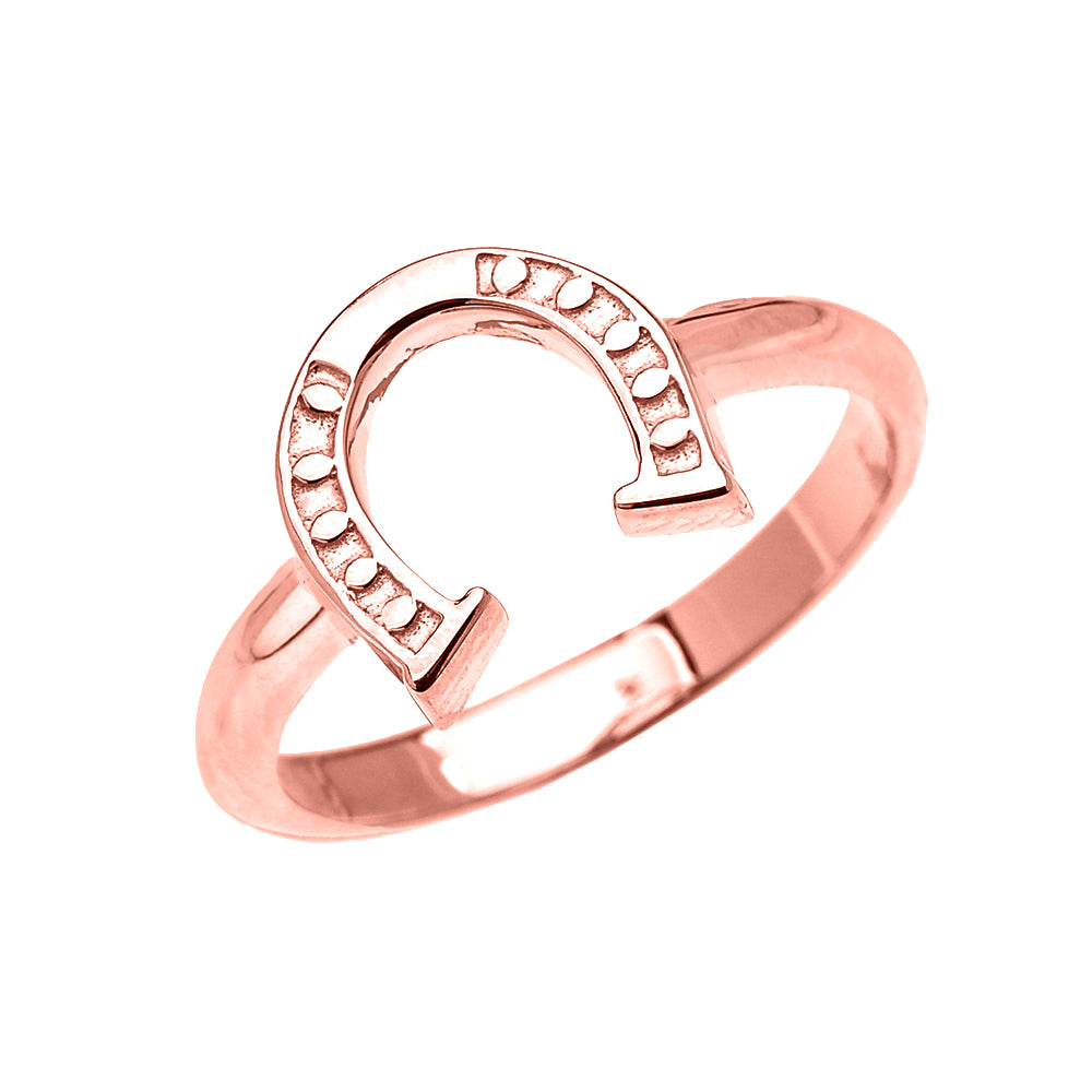 Rose Gold Dainty Horse Shoe Good Luck Ladies Ring