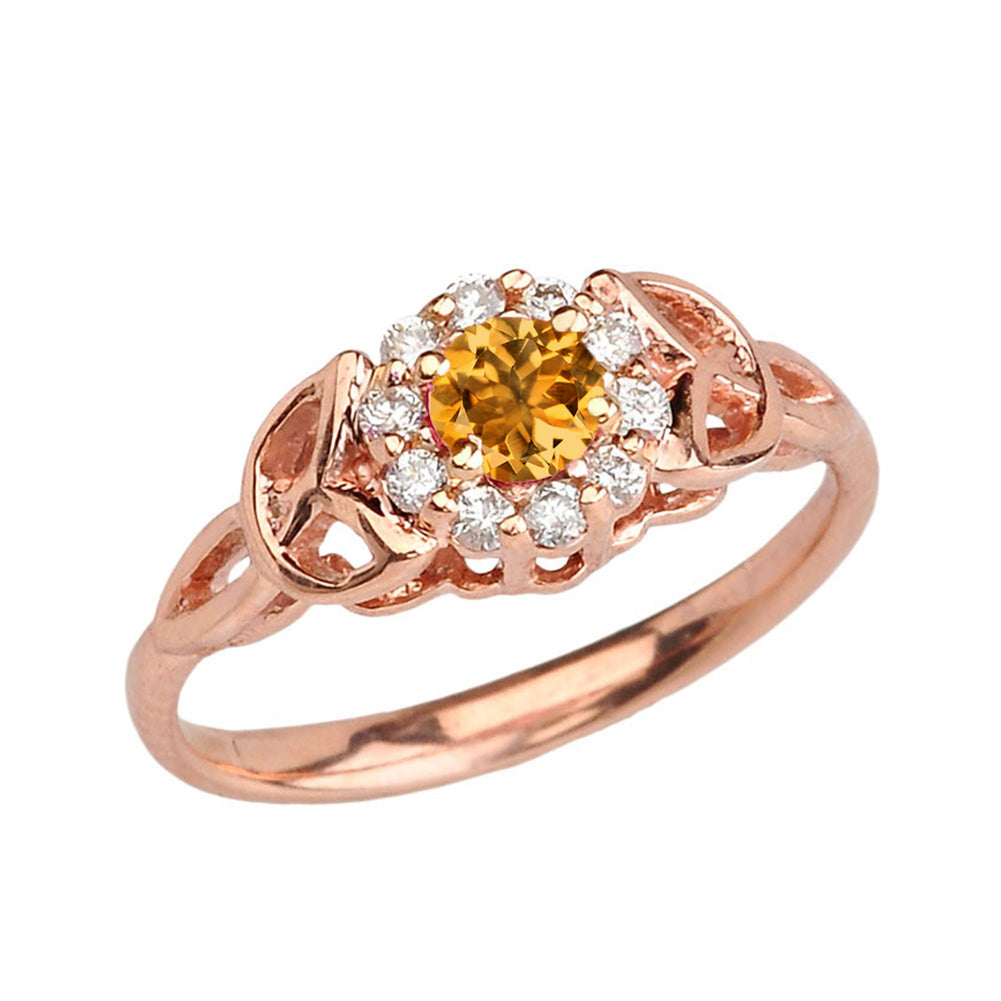 Rose Gold Diamond and Citrine Engagement/Promise Ring