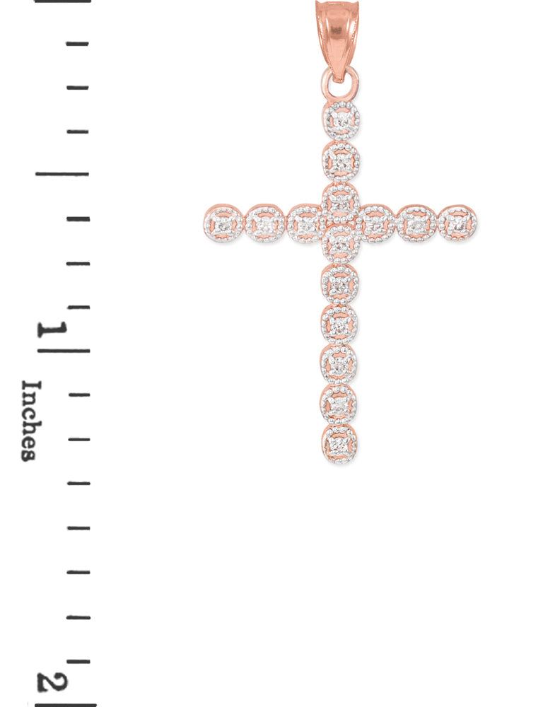 Rose Gold Diamond Eternity Circle Cross Pendant, view 2