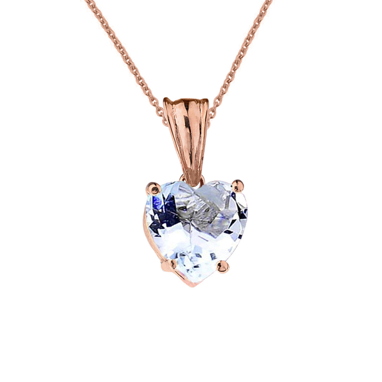 Rose Gold Heart Personalized Birthstone Pendant Necklace, view 6