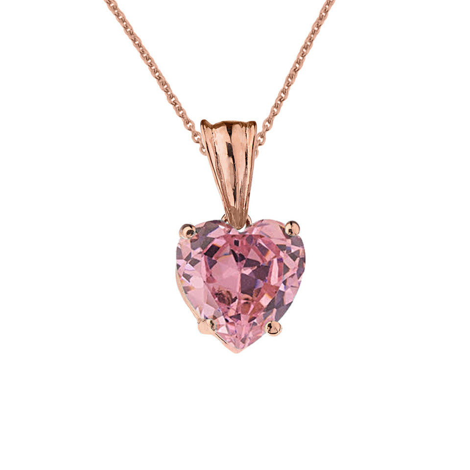 Rose Gold Heart Personalized Birthstone Pendant Necklace, view 13