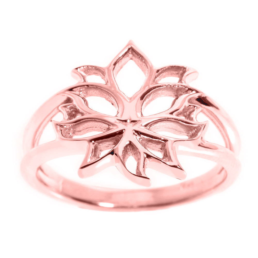 Rose Gold Lotus Blossom Flower Ladies Ring