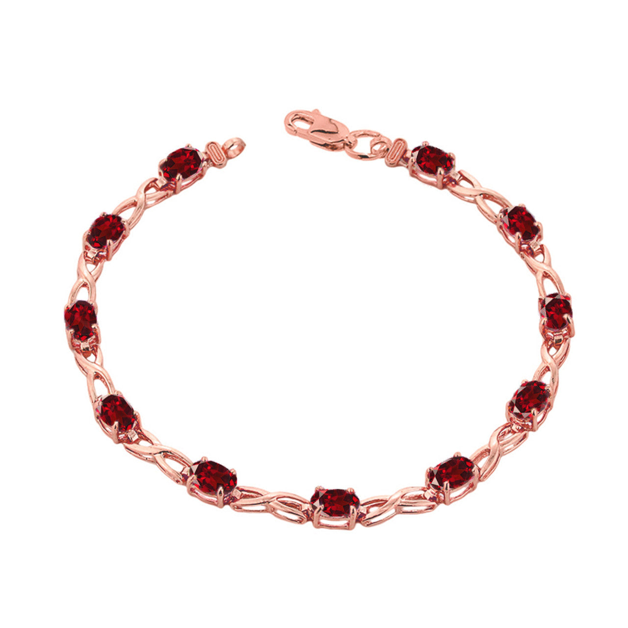 Rose Gold Personalized Oval Birthstone Infinity Bracelet, view 2