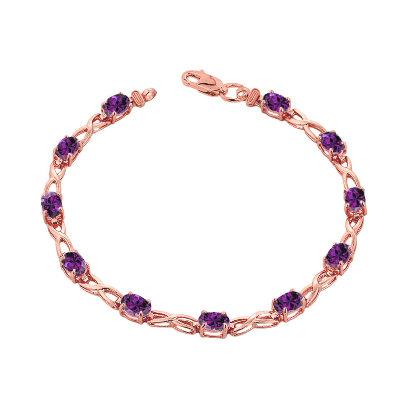 Rose Gold Personalized Oval Birthstone Infinity Bracelet, view 3