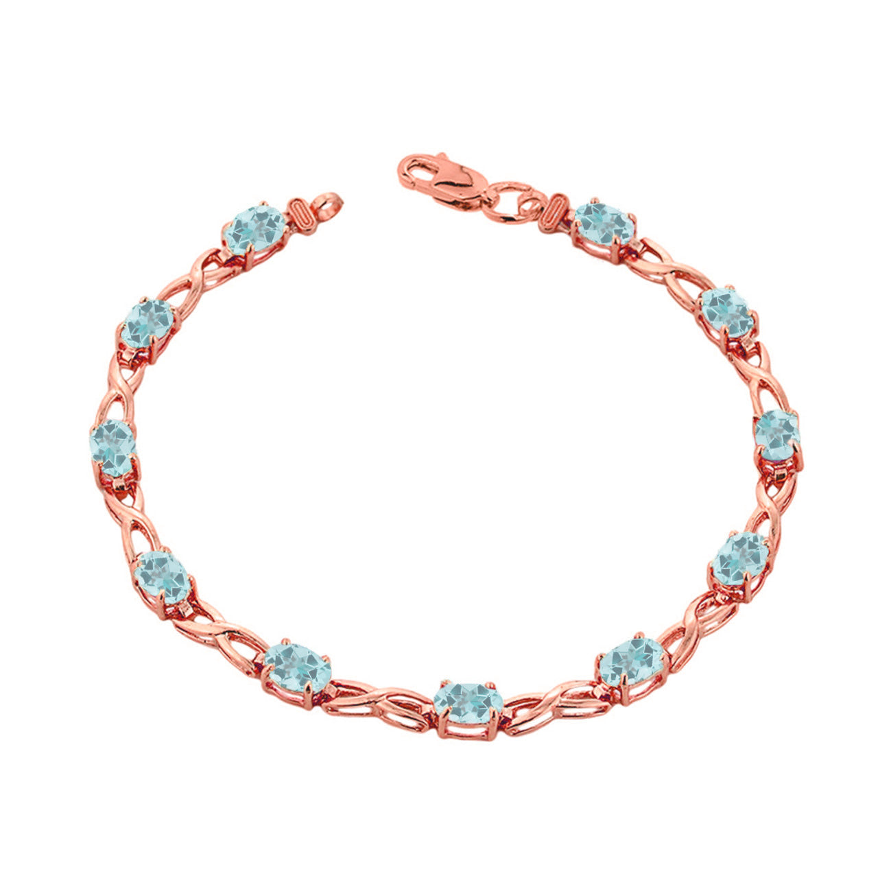 Rose Gold Personalized Oval Birthstone Infinity Bracelet, view 4
