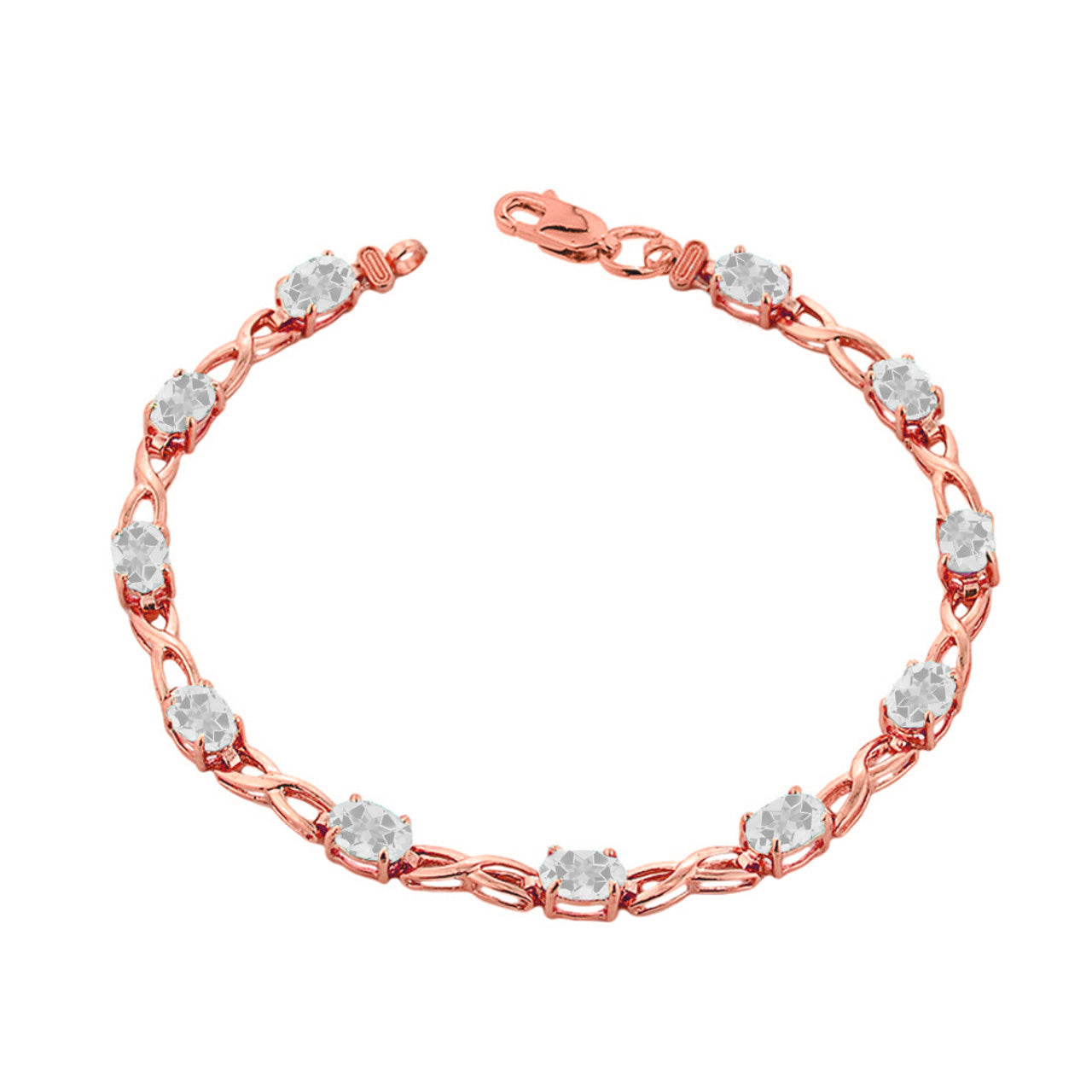 Rose Gold Personalized Oval Birthstone Infinity Bracelet, view 5