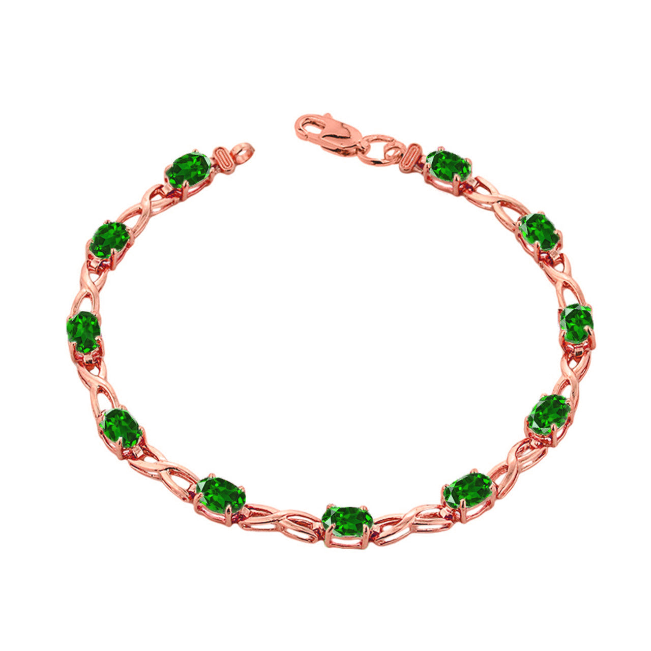Rose Gold Personalized Oval Birthstone Infinity Bracelet, view 6
