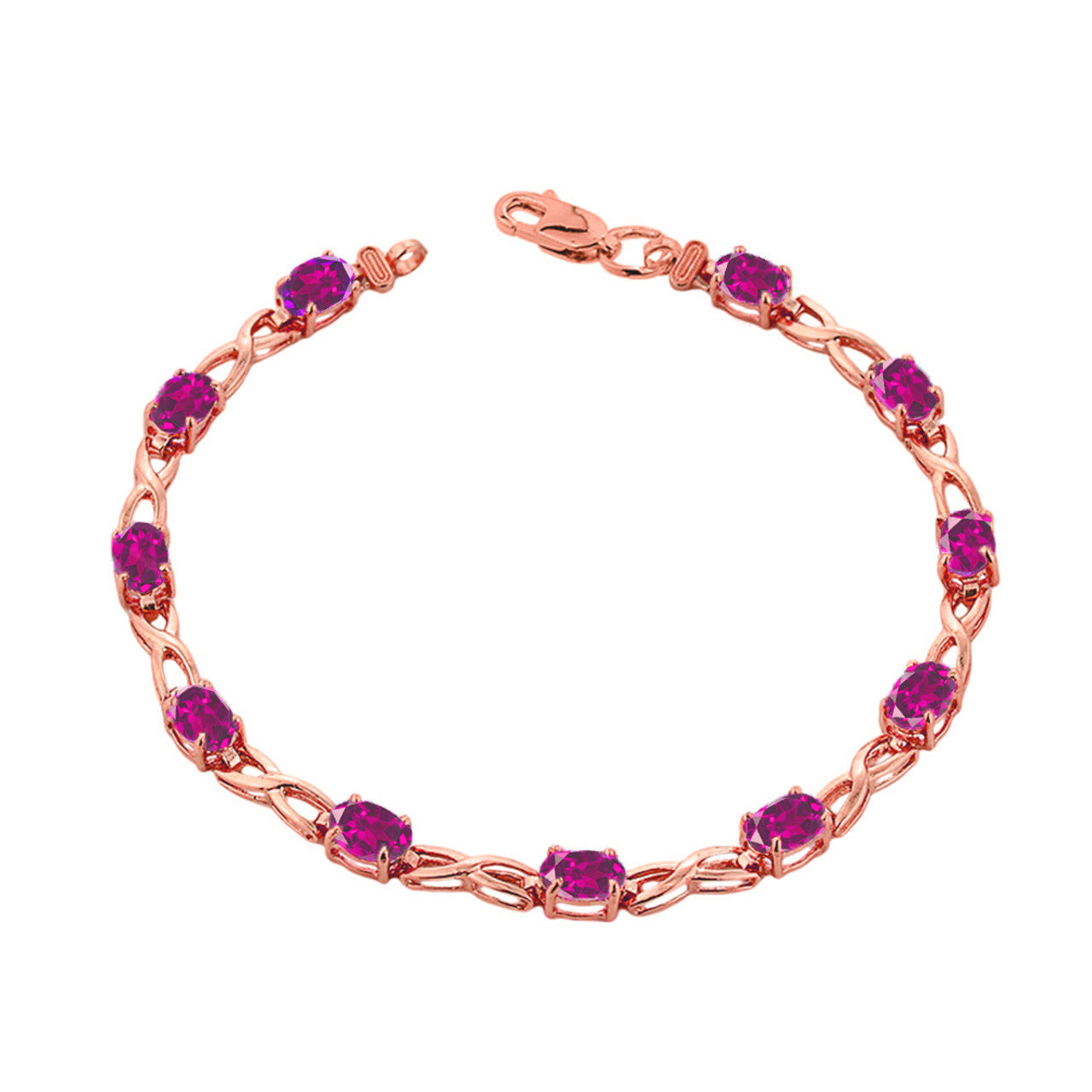 Rose Gold Personalized Oval Birthstone Infinity Bracelet, view 7