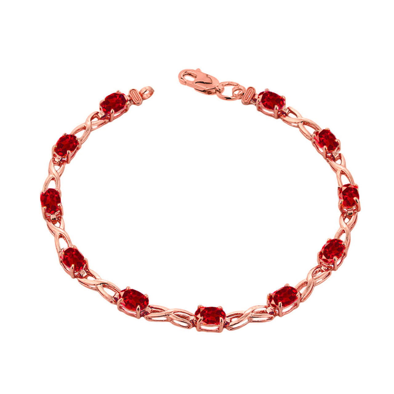 Rose Gold Personalized Oval Birthstone Infinity Bracelet, view 8