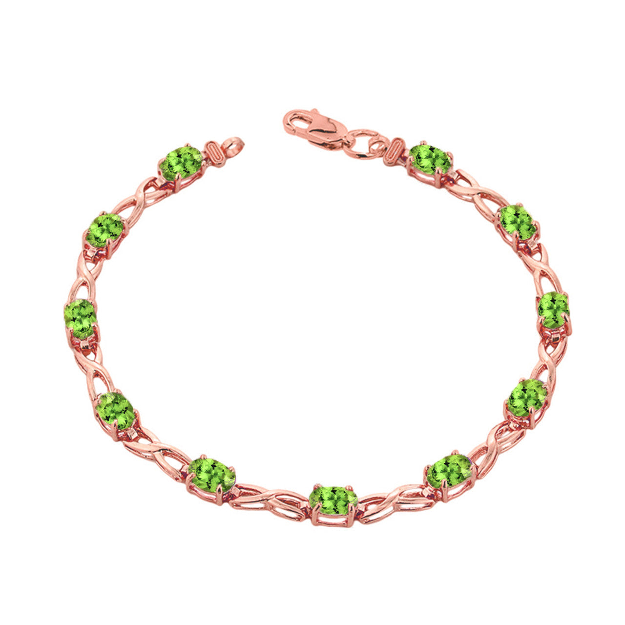 Rose Gold Personalized Oval Birthstone Infinity Bracelet, view 9