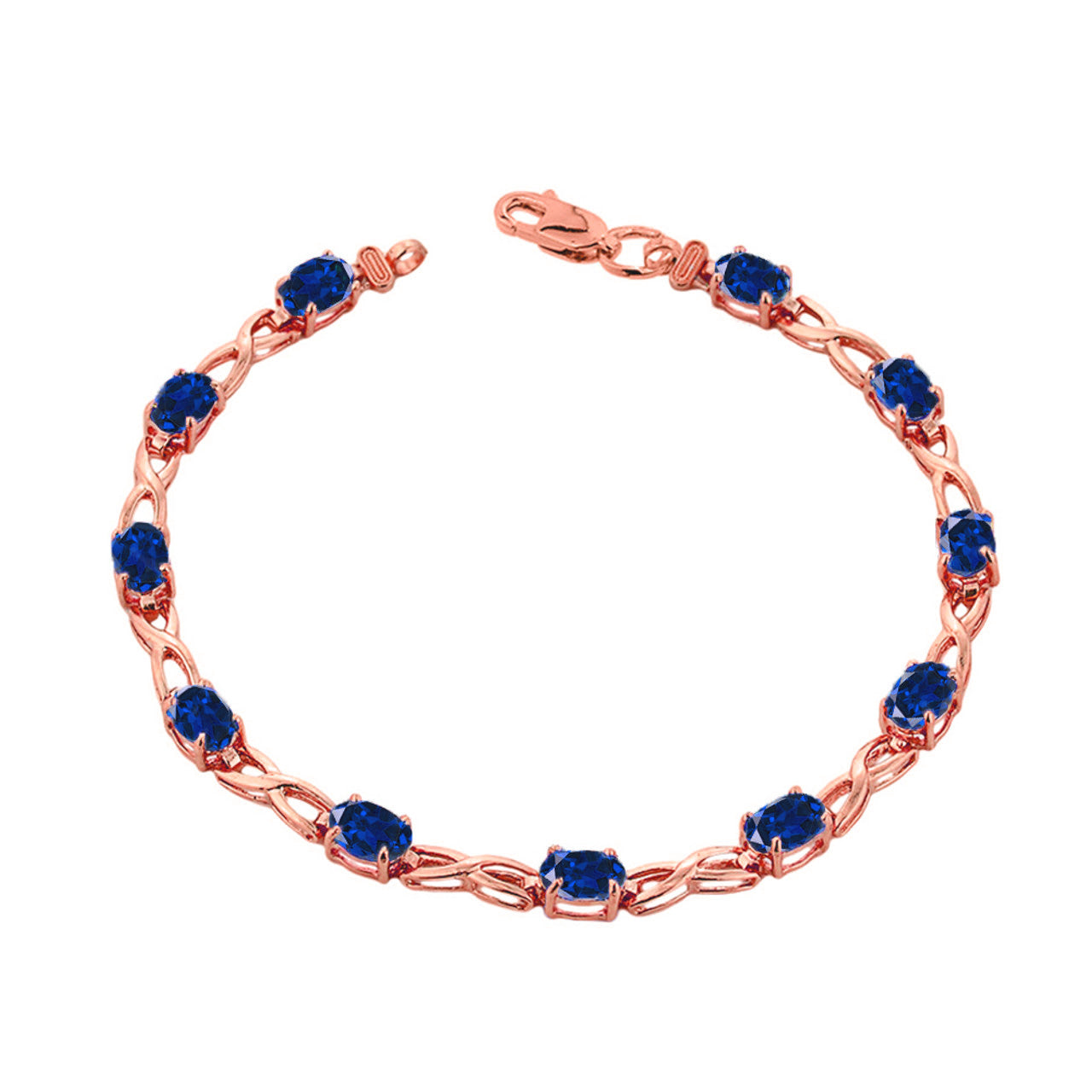 Rose Gold Personalized Oval Birthstone Infinity Bracelet, view 10