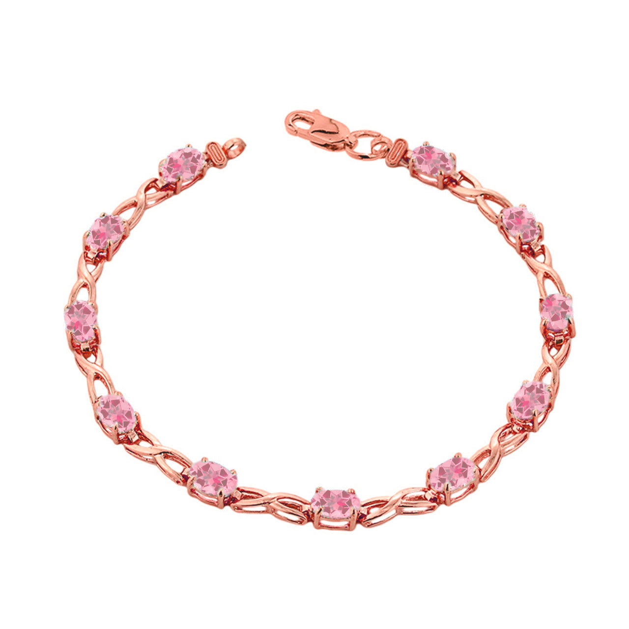 Rose Gold Personalized Oval Birthstone Infinity Bracelet, view 11
