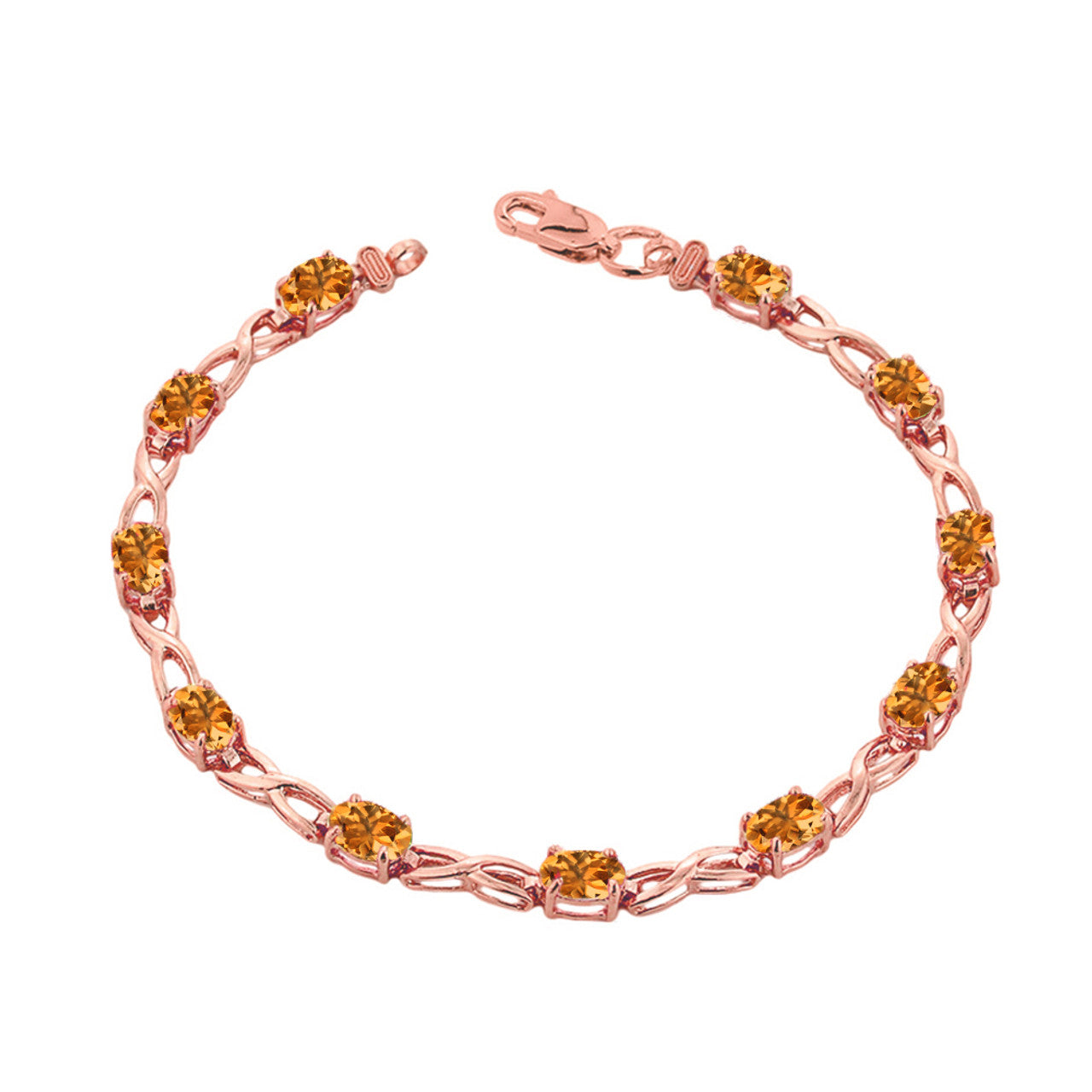 Rose Gold Personalized Oval Birthstone Infinity Bracelet, view 12
