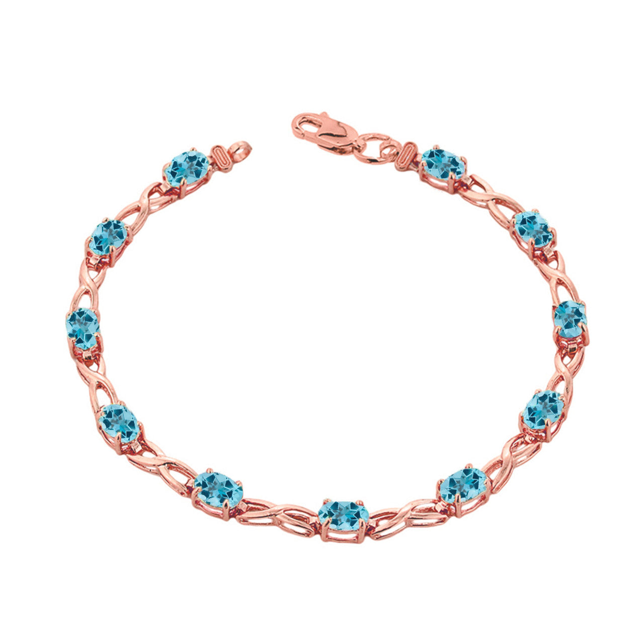 Rose Gold Personalized Oval Birthstone Infinity Bracelet, view 13