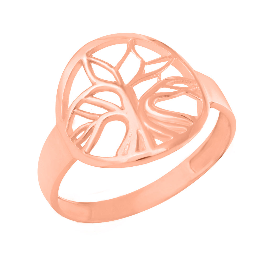 Rose Gold Tree of Life Circular Filigree Women's Ring