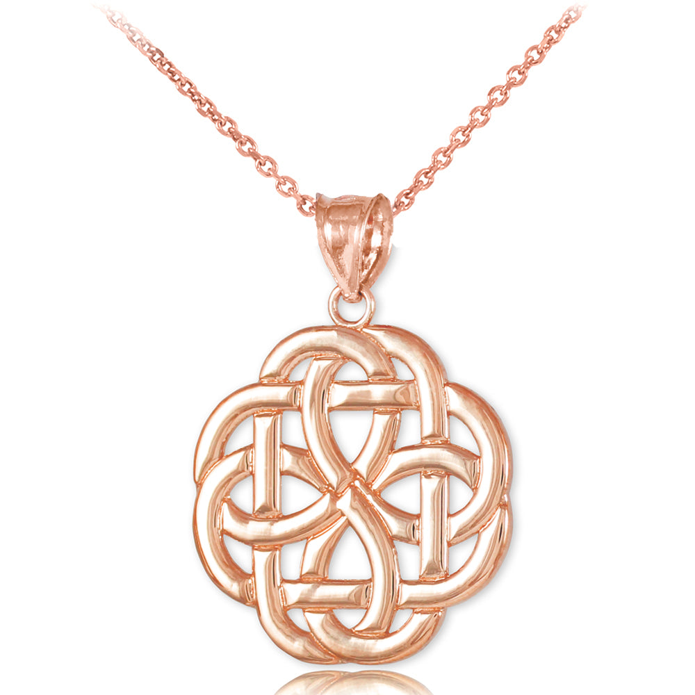 Rose Gold Triquetra Celtic Trinity Pendant Necklace