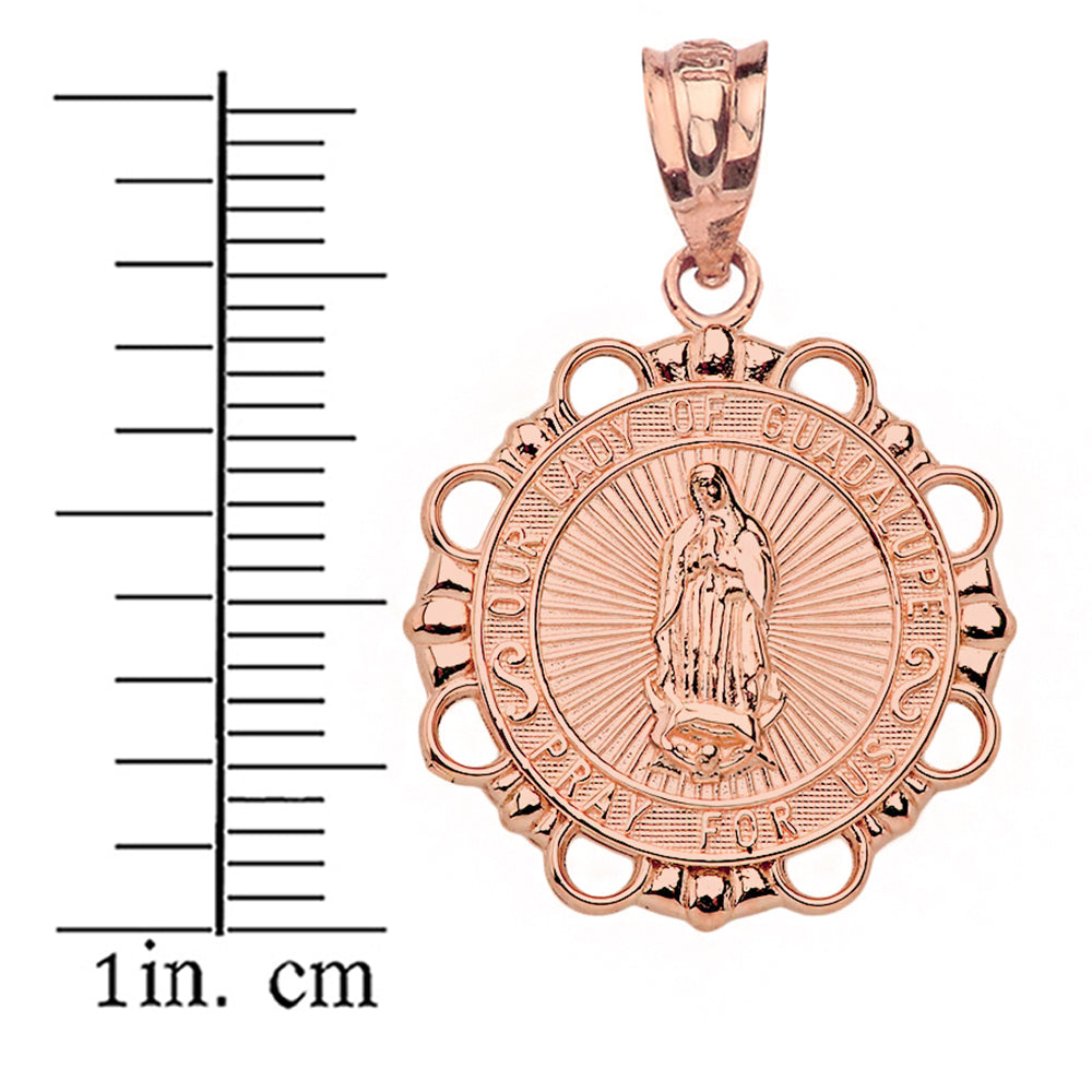 Round Our Lady Of Guadalupe Pendant Necklace in Gold, view 6