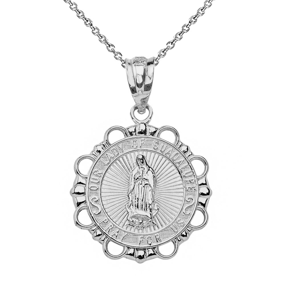 Round Our Lady Of Guadalupe Pendant Necklace in Gold, view 7
