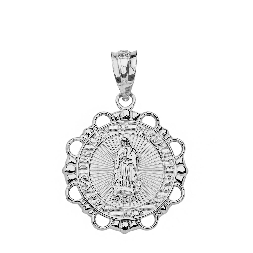 Round Our Lady Of Guadalupe Pendant Necklace in Gold, view 8