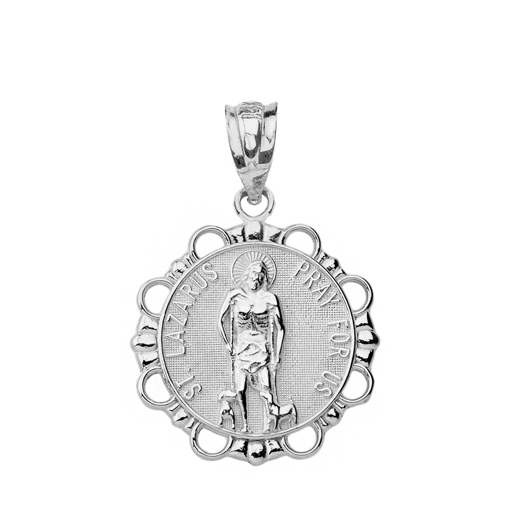 Round Saint Lazarus Pendant Necklace in Gold, view 8