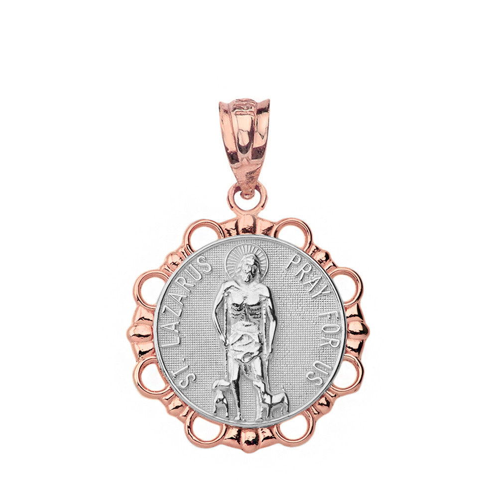 Round Saint Lazarus Pendant Necklace in Gold, view 13