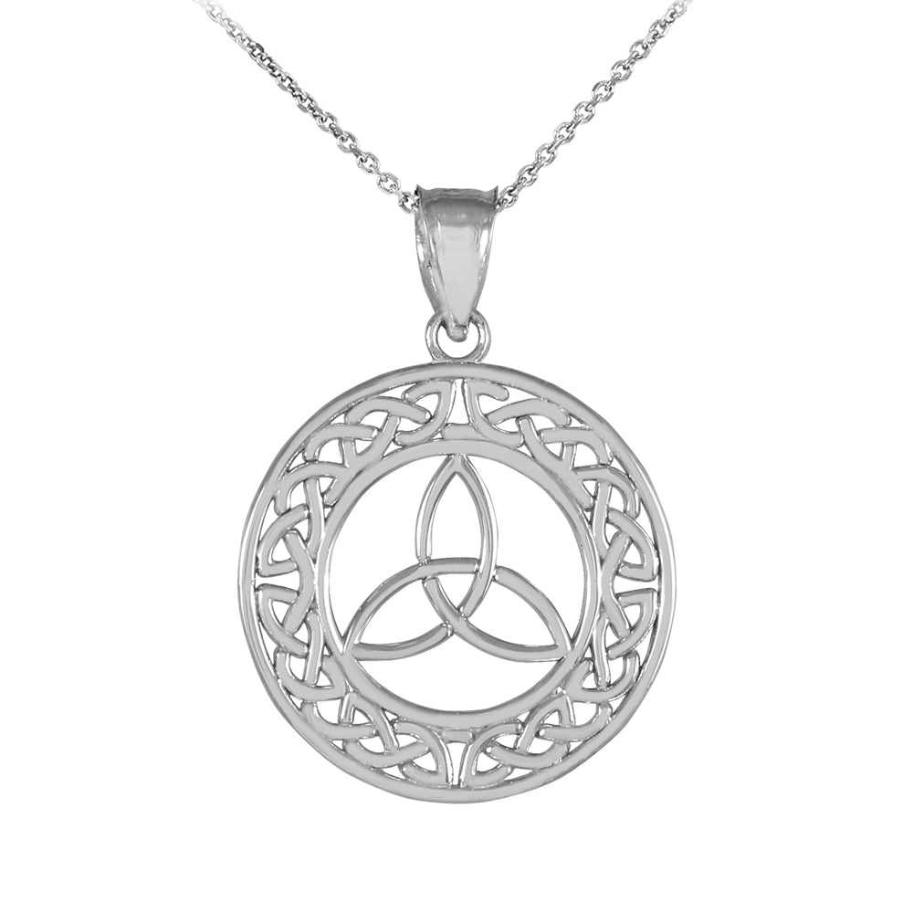 Round Silver Trinity Pendant Necklace