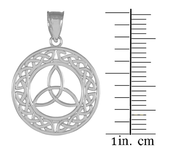 Round Silver Trinity Pendant Necklace, view 3
