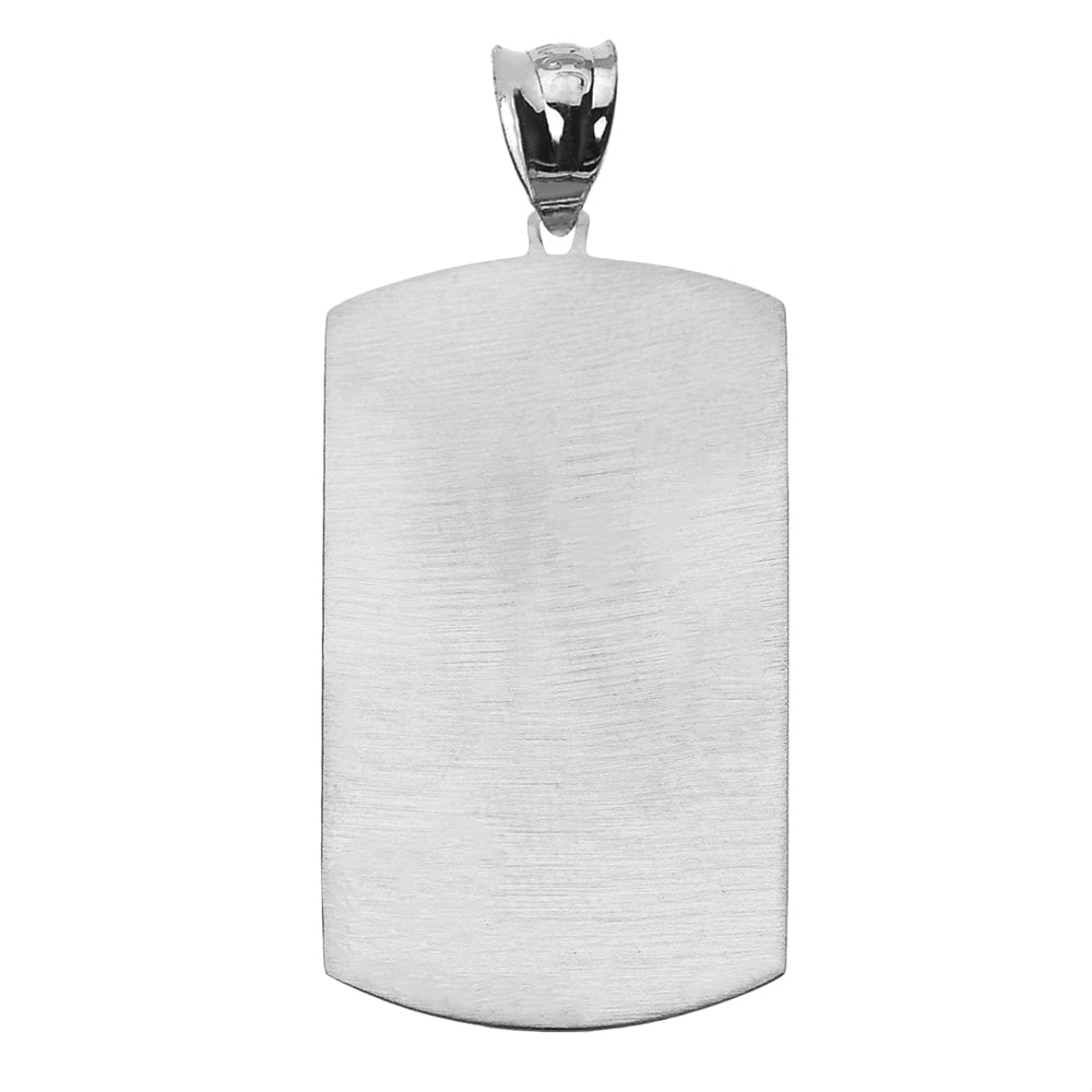 Russian Orthodox Cross Sterling Silver Engravable Dog Tag Pendant Necklace, view 3