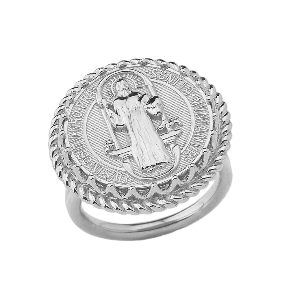 Saint Benedict statement Ring in Sterling Silver