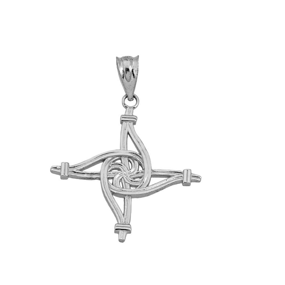 Saint Brigid's Eternity Wall Cross Pendant Necklace In Sterling Silver, view 2