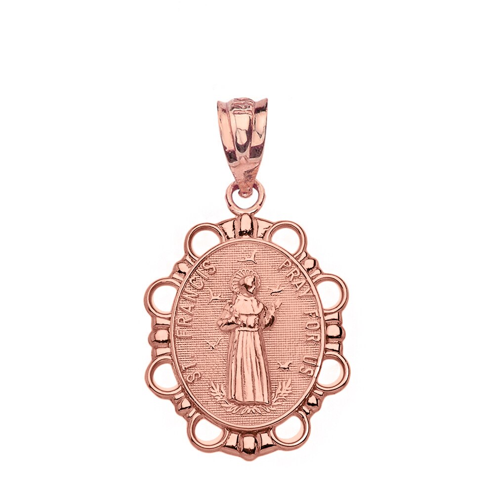 Saint Francis Pendant Necklace in Solid Gold, view 5
