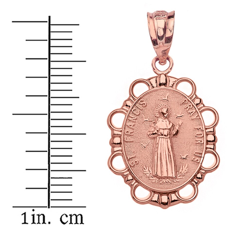 Saint Francis Pendant Necklace in Solid Gold, view 6