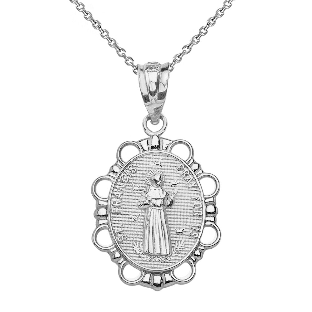 Saint Francis Pendant Necklace in Solid Gold, view 7