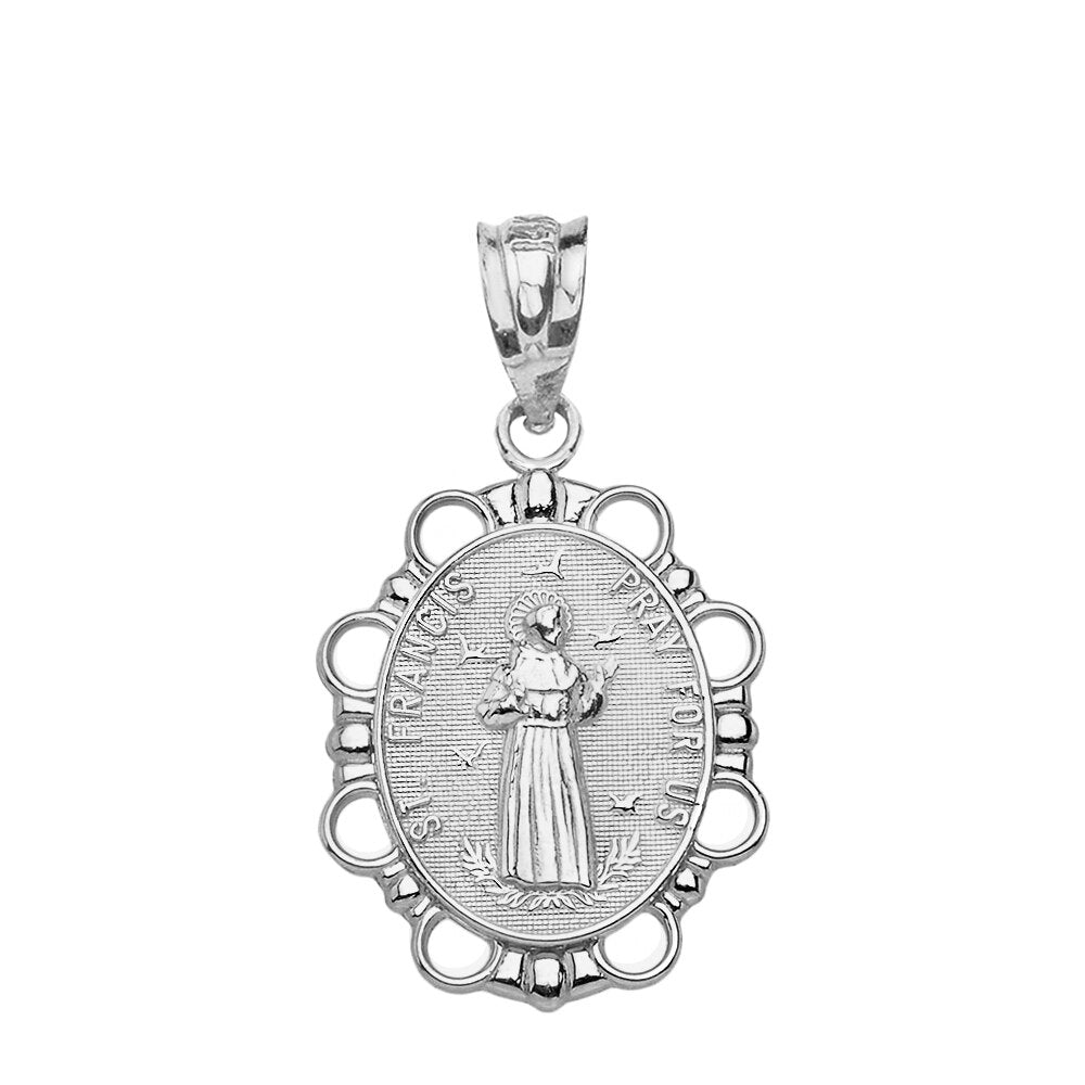 Saint Francis Pendant Necklace in Solid Gold, view 8