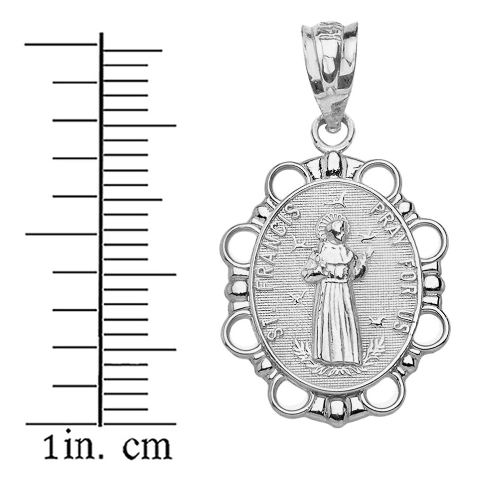 Saint Francis Pendant Necklace in Solid Gold, view 9