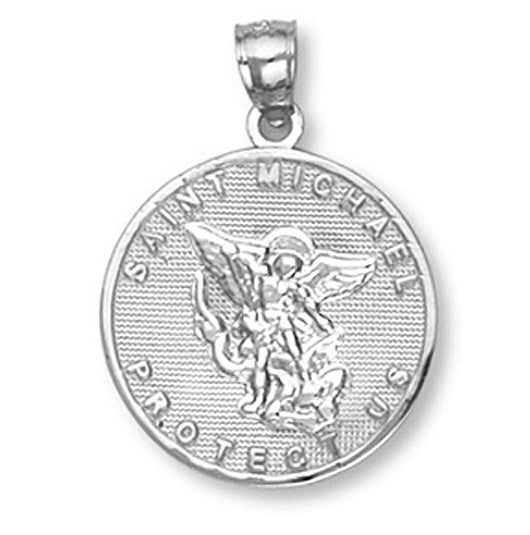 Saint Michael Silver Coin Pendant Necklace, view 2