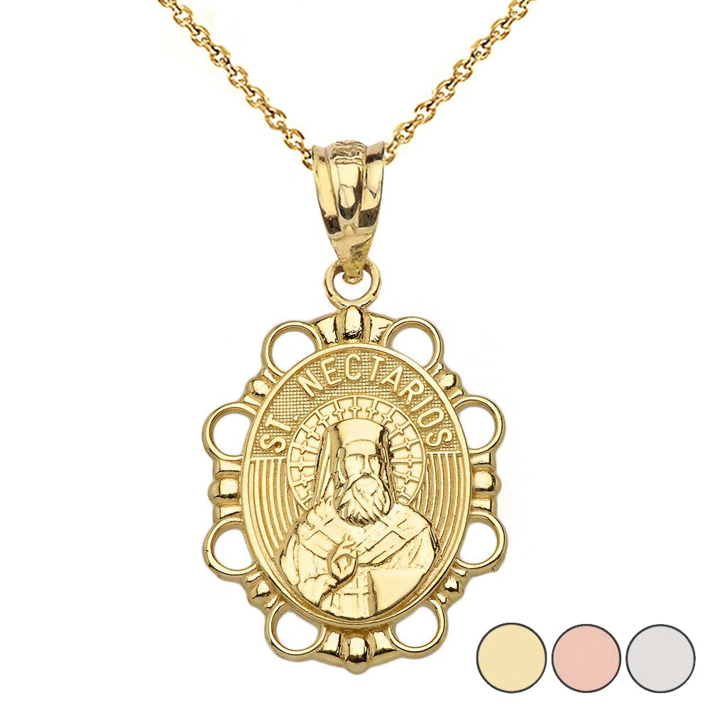 Saint Nectarios Pendant Necklace in Solid Gold