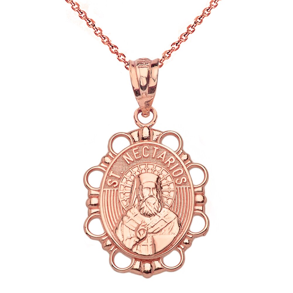 Saint Nectarios Pendant Necklace in Solid Gold, view 4