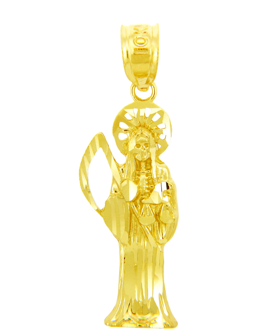 Santa Muerte Gold Pendant Necklace (1 Inch)