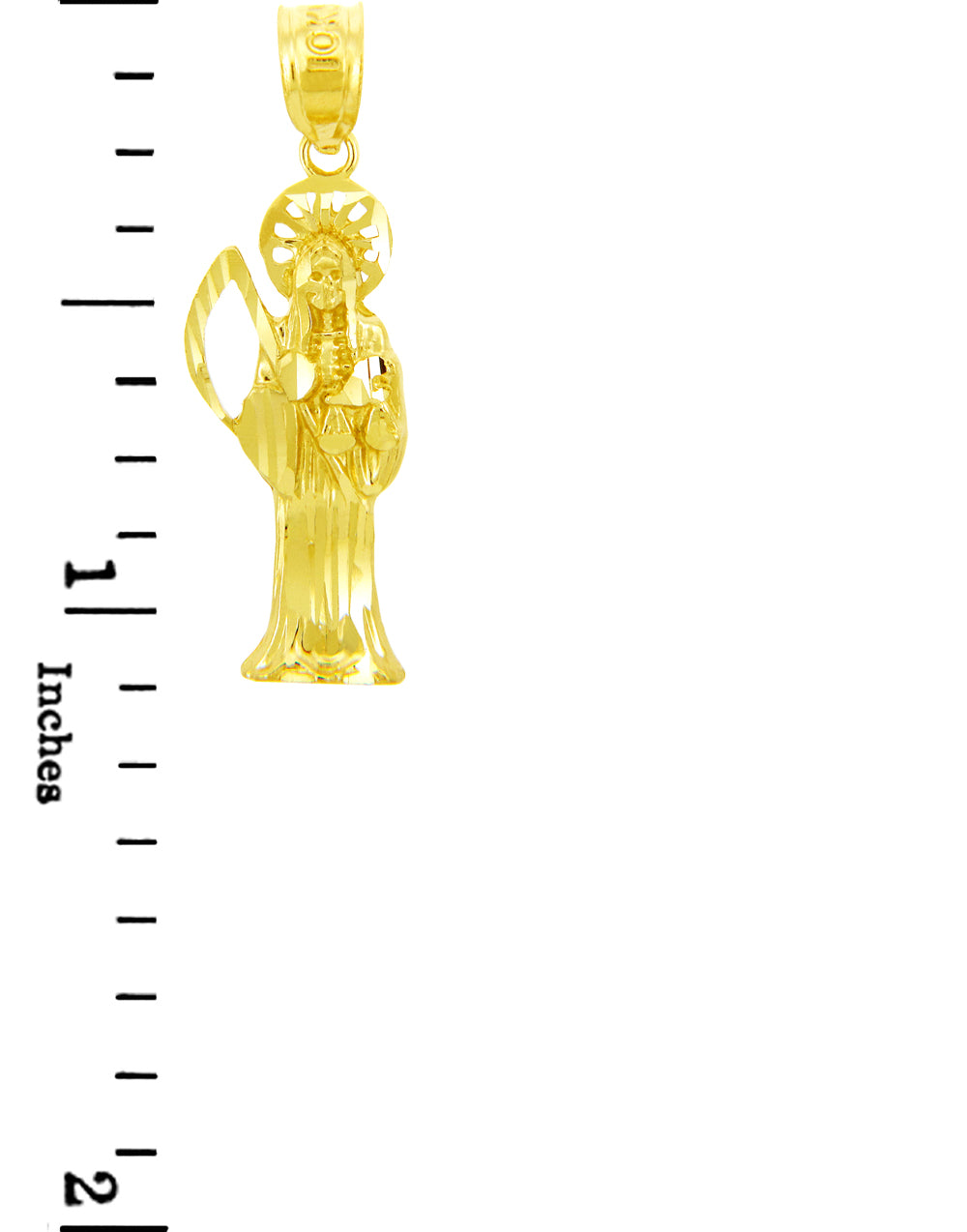 Santa Muerte Gold Pendant Necklace (1 Inch), view 2