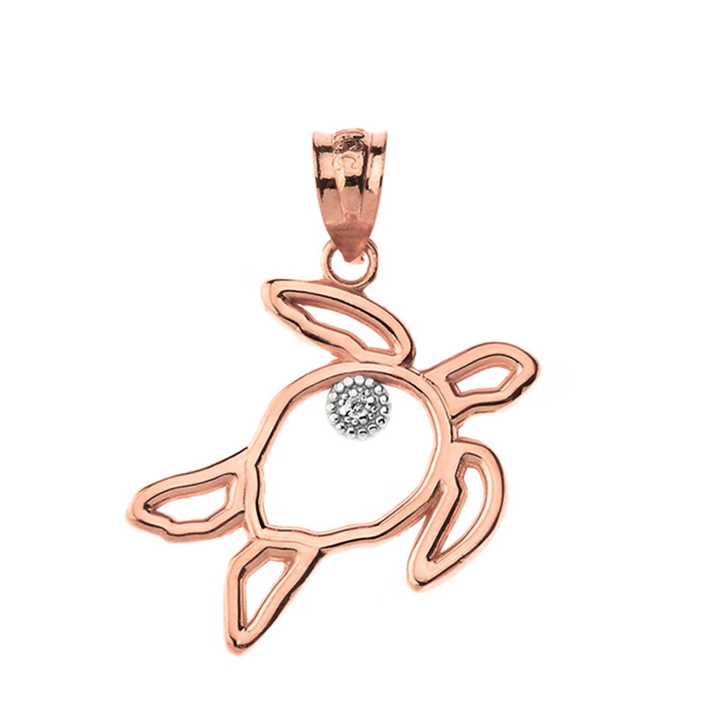 Sea Turtle Outline Solitaire Pendant Necklace in Gold, view 5