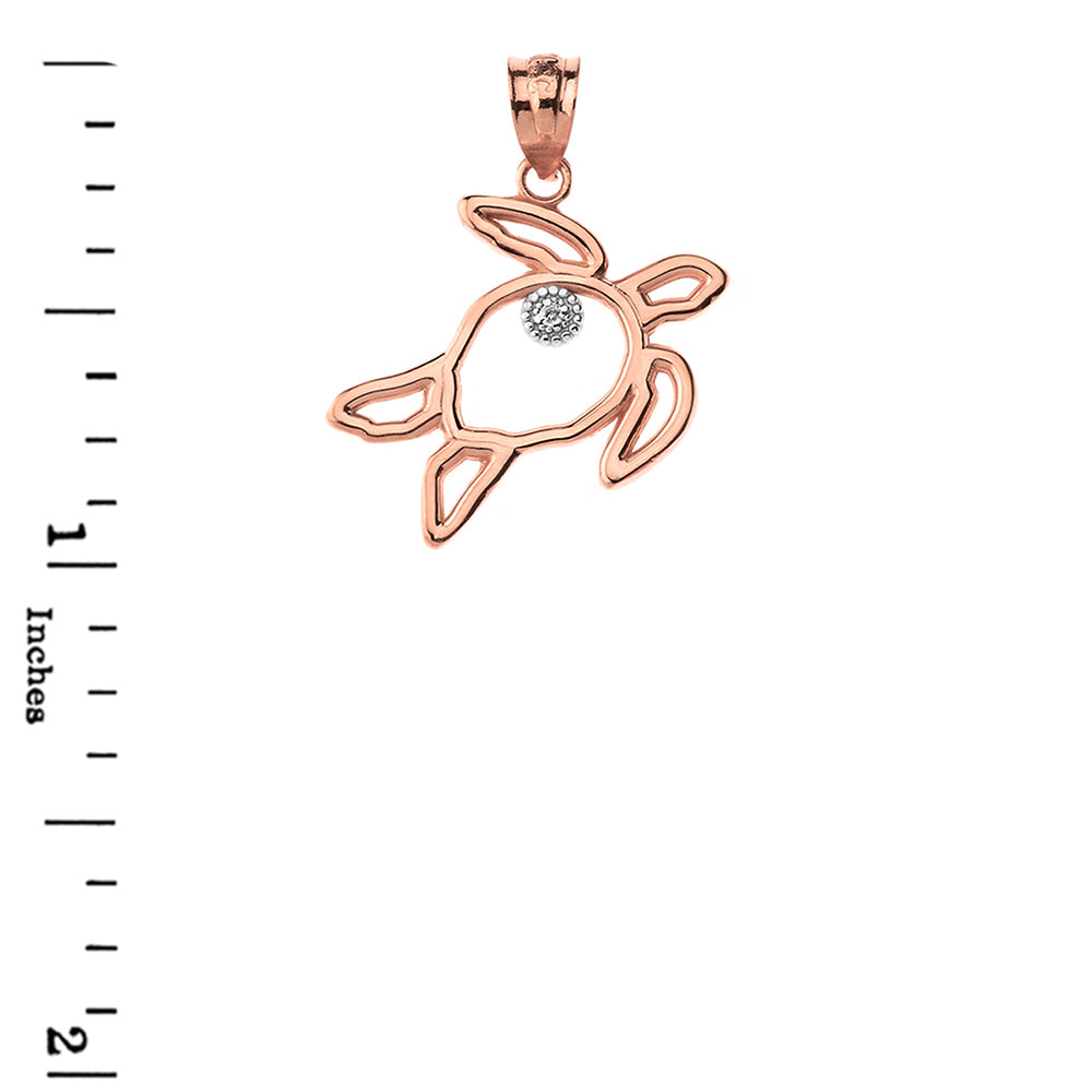 Sea Turtle Outline Solitaire Pendant Necklace in Gold, view 6